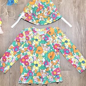 Circo Girl’s Rashguard Swim Top + Hat-2T
